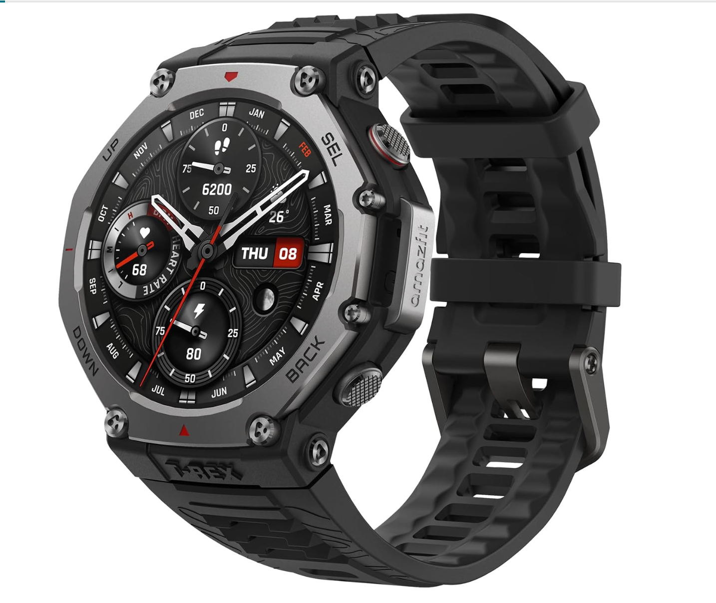 Amazfit T-Rex 3, Smart Watch, 1.5" AMOLED Display, GPS, iOS/Android | 48mm, 27-Day Battery, Water-Resistant, Rugged/Military Style, Offline Maps, 170 Fitness/Sport Modes, AI, Voice Control