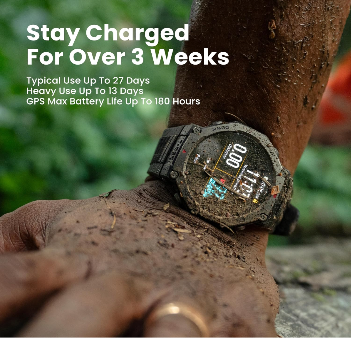 Amazfit T-Rex 3, Smart Watch, 1.5" AMOLED Display, GPS, iOS/Android | 48mm, 27-Day Battery, Water-Resistant, Rugged/Military Style, Offline Maps, 170 Fitness/Sport Modes, AI, Voice Control