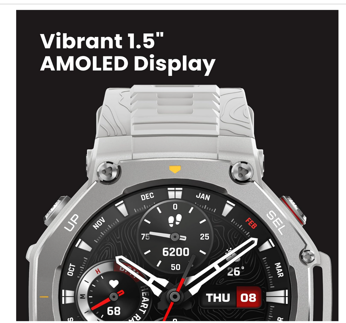 Amazfit T-Rex 3, Smart Watch, 1.5" AMOLED Display, GPS, iOS/Android | 48mm, 27-Day Battery, Water-Resistant, Rugged/Military Style, Offline Maps, 170 Fitness/Sport Modes, AI, Voice Control